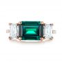 18k Rose Gold 18k Rose Gold Custom Three Stone Emerald And Diamond Engagement Ring - Top View -  103528 - Thumbnail