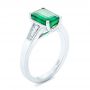 14k White Gold 14k White Gold Custom Three Stone Emerald And Diamond Engagement Ring - Three-Quarter View -  102741 - Thumbnail