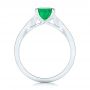 18k White Gold Custom Three Stone Emerald And Diamond Engagement Ring - Front View -  102741 - Thumbnail