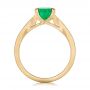 18k Yellow Gold 18k Yellow Gold Custom Three Stone Emerald And Diamond Engagement Ring - Front View -  102741 - Thumbnail