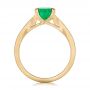 14k Yellow Gold 14k Yellow Gold Custom Three Stone Emerald And Diamond Engagement Ring - Front View -  102741 - Thumbnail