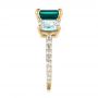 18k Yellow Gold 18k Yellow Gold Custom Three Stone Emerald And Diamond Engagement Ring - Side View -  103528 - Thumbnail