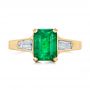 18k Yellow Gold 18k Yellow Gold Custom Three Stone Emerald And Diamond Engagement Ring - Top View -  102741 - Thumbnail