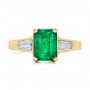 14k Yellow Gold 14k Yellow Gold Custom Three Stone Emerald And Diamond Engagement Ring - Top View -  102741 - Thumbnail