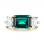 14k Yellow Gold 14k Yellow Gold Custom Three Stone Emerald And Diamond Engagement Ring - Top View -  103528 - Thumbnail
