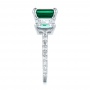  Platinum Custom Three Stone Emerald And Diamond Engagement Ring - Side View -  103528 - Thumbnail