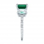  Platinum Custom Three Stone Emerald And Diamond Engagement Ring - Side View -  103528 - Thumbnail