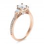 14k Rose Gold 14k Rose Gold Custom Three Stone Engagement Ring - Three-Quarter View -  1386 - Thumbnail