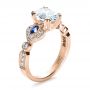 18k Rose Gold 18k Rose Gold Custom Three Stone Engagement Ring - Three-Quarter View -  1399 - Thumbnail