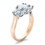 14k Rose Gold And Platinum 14k Rose Gold And Platinum Custom Three Stone Engagement Ring - Three-Quarter View -  1412 - Thumbnail
