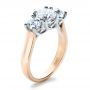 14k Rose Gold And 18K Gold 14k Rose Gold And 18K Gold Custom Three Stone Engagement Ring - Three-Quarter View -  1412 - Thumbnail