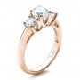 14k Rose Gold 14k Rose Gold Custom Three Stone Engagement Ring - Three-Quarter View -  1458 - Thumbnail