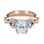 18k Rose Gold 18k Rose Gold Custom Three Stone Engagement Ring - Flat View -  1399 - Thumbnail