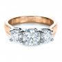 14k Rose Gold And 18K Gold 14k Rose Gold And 18K Gold Custom Three Stone Engagement Ring - Flat View -  1412 - Thumbnail