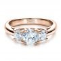 14k Rose Gold 14k Rose Gold Custom Three Stone Engagement Ring - Flat View -  1458 - Thumbnail