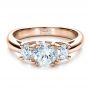 14k Rose Gold 14k Rose Gold Custom Three Stone Engagement Ring - Flat View -  1458 - Thumbnail