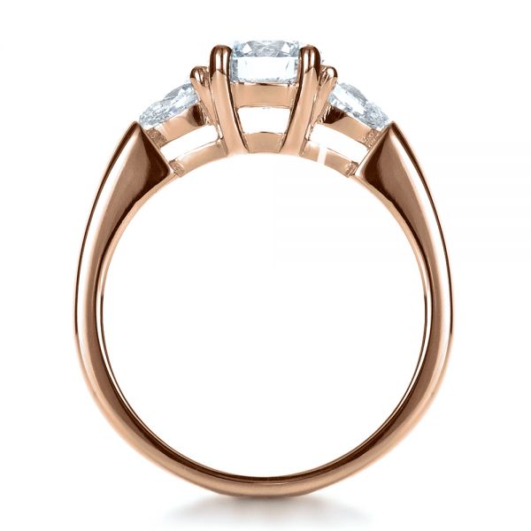 18k Rose Gold 18k Rose Gold Custom Three Stone Engagement Ring - Front View -  1422