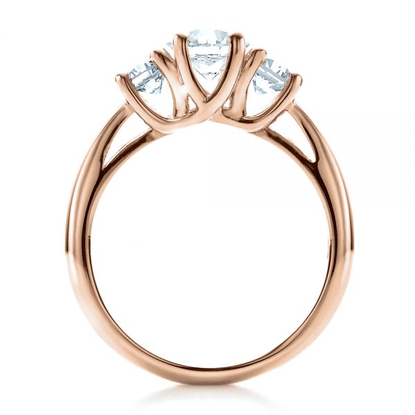 18k Rose Gold 18k Rose Gold Custom Three Stone Engagement Ring - Front View -  1458