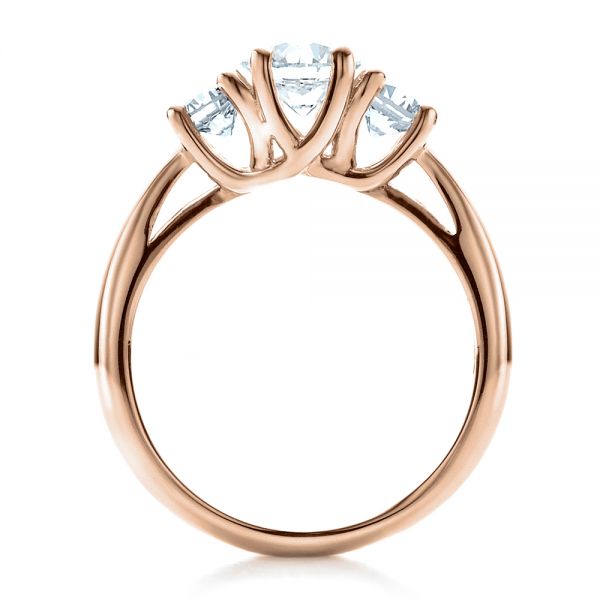 14k Rose Gold 14k Rose Gold Custom Three Stone Engagement Ring - Front View - 1458
