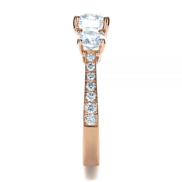 18k Rose Gold 18k Rose Gold Custom Three Stone Engagement Ring - Side View -  1315