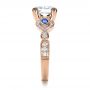 18k Rose Gold 18k Rose Gold Custom Three Stone Engagement Ring - Side View -  1399 - Thumbnail