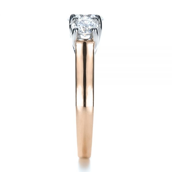 14k Rose Gold And Platinum 14k Rose Gold And Platinum Custom Three Stone Engagement Ring - Side View -  1412