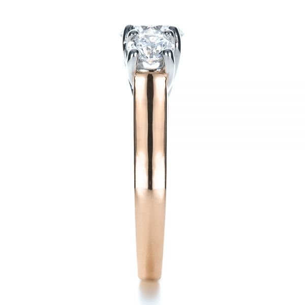 14k Rose Gold And Platinum 14k Rose Gold And Platinum Custom Three Stone Engagement Ring - Side View - 1412