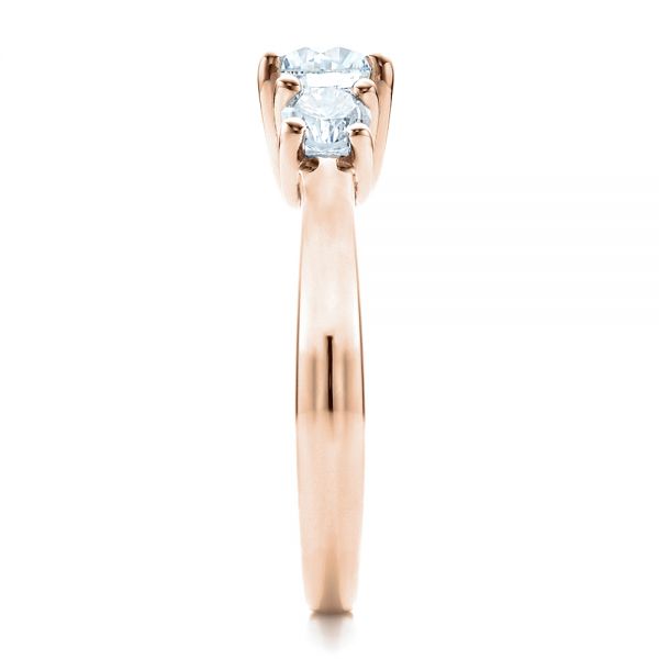 14k Rose Gold 14k Rose Gold Custom Three Stone Engagement Ring - Side View - 1458