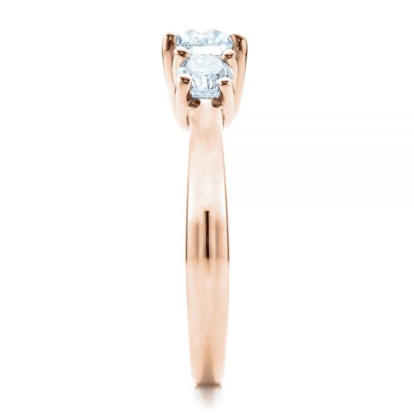 14k Rose Gold 14k Rose Gold Custom Three Stone Engagement Ring - Side View -  1458