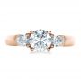 18k Rose Gold 18k Rose Gold Custom Three Stone Engagement Ring - Top View -  1422 - Thumbnail