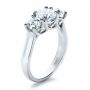 18k White Gold And Platinum 18k White Gold And Platinum Custom Three Stone Engagement Ring - Three-Quarter View -  1412 - Thumbnail
