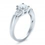 14k White Gold 14k White Gold Custom Three Stone Engagement Ring - Three-Quarter View -  1422 - Thumbnail