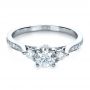  Platinum Custom Three Stone Engagement Ring - Flat View -  1386 - Thumbnail
