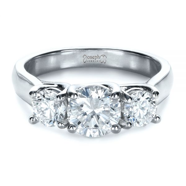 Platinum And Platinum Platinum And Platinum Custom Three Stone Engagement Ring - Flat View - 1412