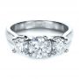  Platinum And 18K Gold Platinum And 18K Gold Custom Three Stone Engagement Ring - Flat View -  1412 - Thumbnail