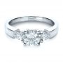  Platinum Custom Three Stone Engagement Ring - Flat View -  1422 - Thumbnail