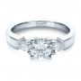 18k White Gold 18k White Gold Custom Three Stone Engagement Ring - Flat View -  1422 - Thumbnail