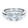  Platinum Custom Three Stone Engagement Ring - Flat View -  1458 - Thumbnail