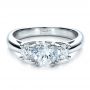 18k White Gold 18k White Gold Custom Three Stone Engagement Ring - Flat View -  1458 - Thumbnail