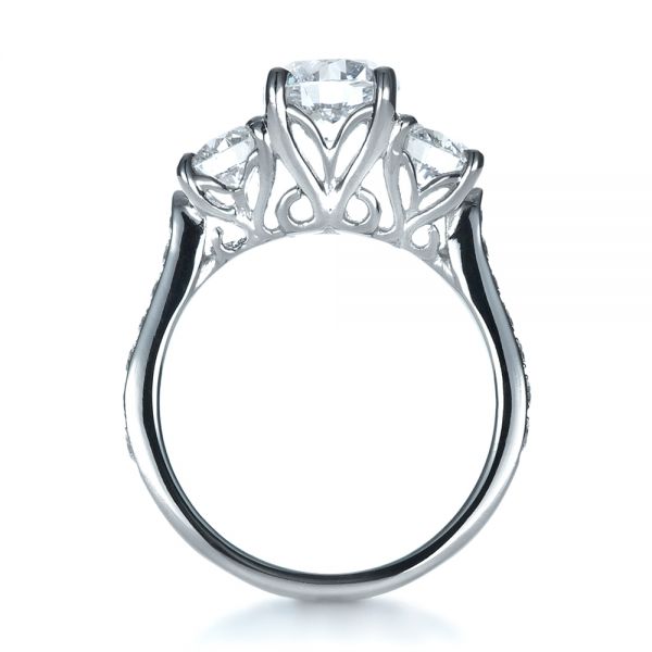  Platinum Custom Three Stone Engagement Ring - Front View -  1315