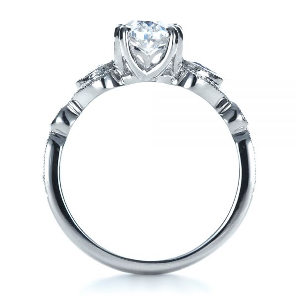  Platinum Custom Three Stone Engagement Ring - Front View -  1399