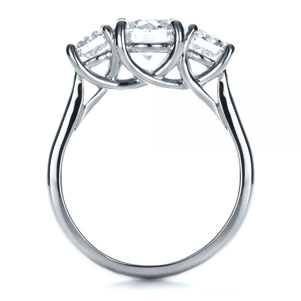 14k White Gold And Platinum 14k White Gold And Platinum Custom Three Stone Engagement Ring - Front View -  1412