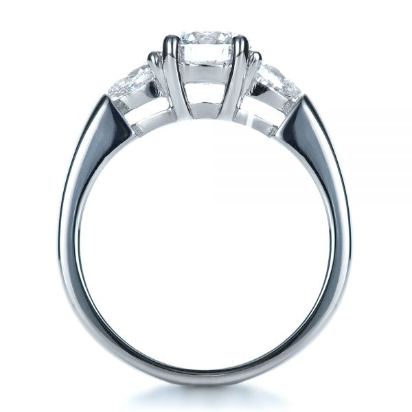 18k White Gold 18k White Gold Custom Three Stone Engagement Ring - Front View -  1422