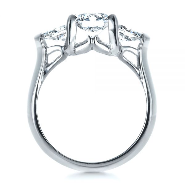 18k White Gold 18k White Gold Custom Three Stone Engagement Ring - Front View - 1438