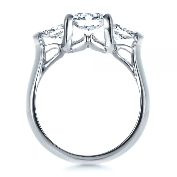 14k White Gold 14k White Gold Custom Three Stone Engagement Ring - Front View -  1438