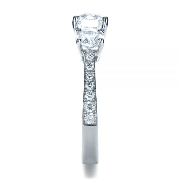 Platinum Custom Three Stone Engagement Ring - Side View - 1315