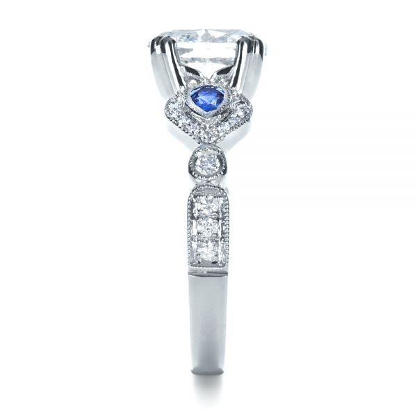 Platinum Custom Three Stone Engagement Ring - Side View - 1399