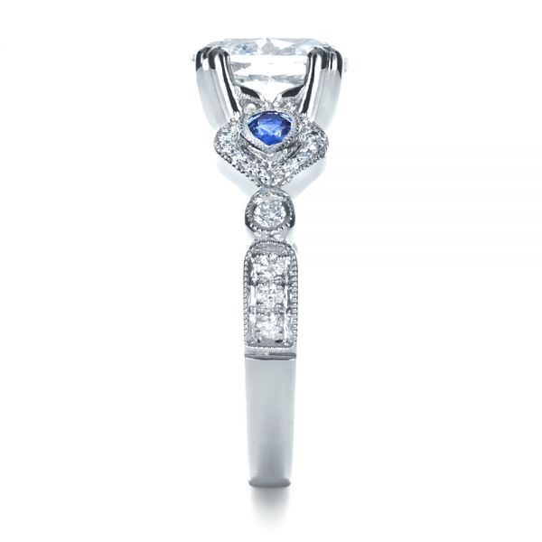  Platinum Custom Three Stone Engagement Ring - Side View -  1399