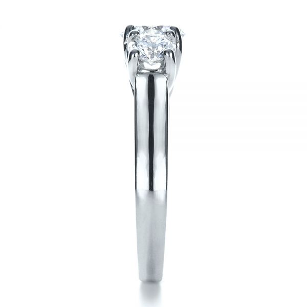 18k White Gold And Platinum 18k White Gold And Platinum Custom Three Stone Engagement Ring - Side View -  1412