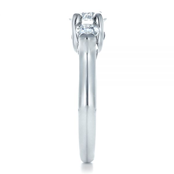 18k White Gold 18k White Gold Custom Three Stone Engagement Ring - Side View - 1438